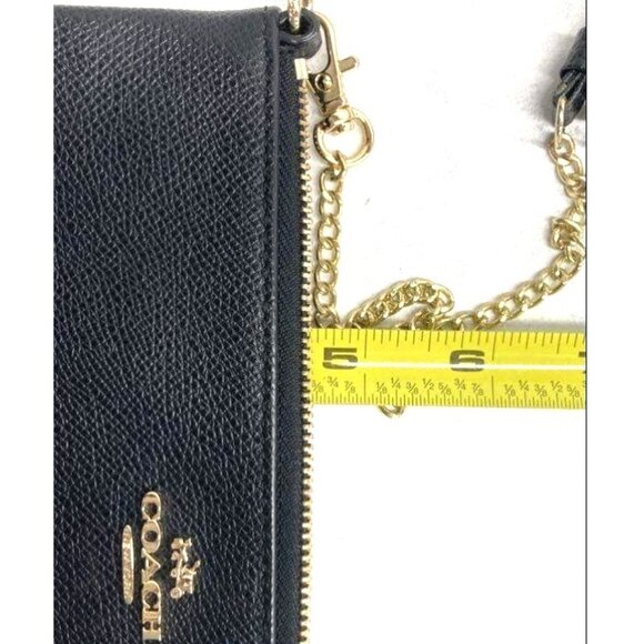 Coach Black Leather Crossbody Bag With Gold Chain Strap & Adjustable Strap - Picture 4 of 6
